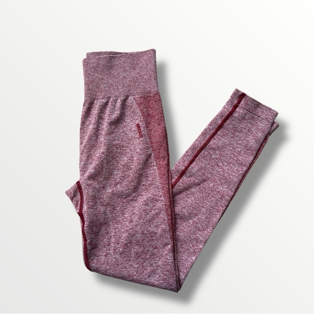 Gymshark Flex Seamless Leggings Size Small Red Marl Contour Shading Fitness Gym
